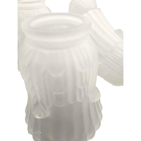 Lamp Bulb Cover, vintage frosted glass ruffled lamp shade replacement light shad - Picture 2 of 12